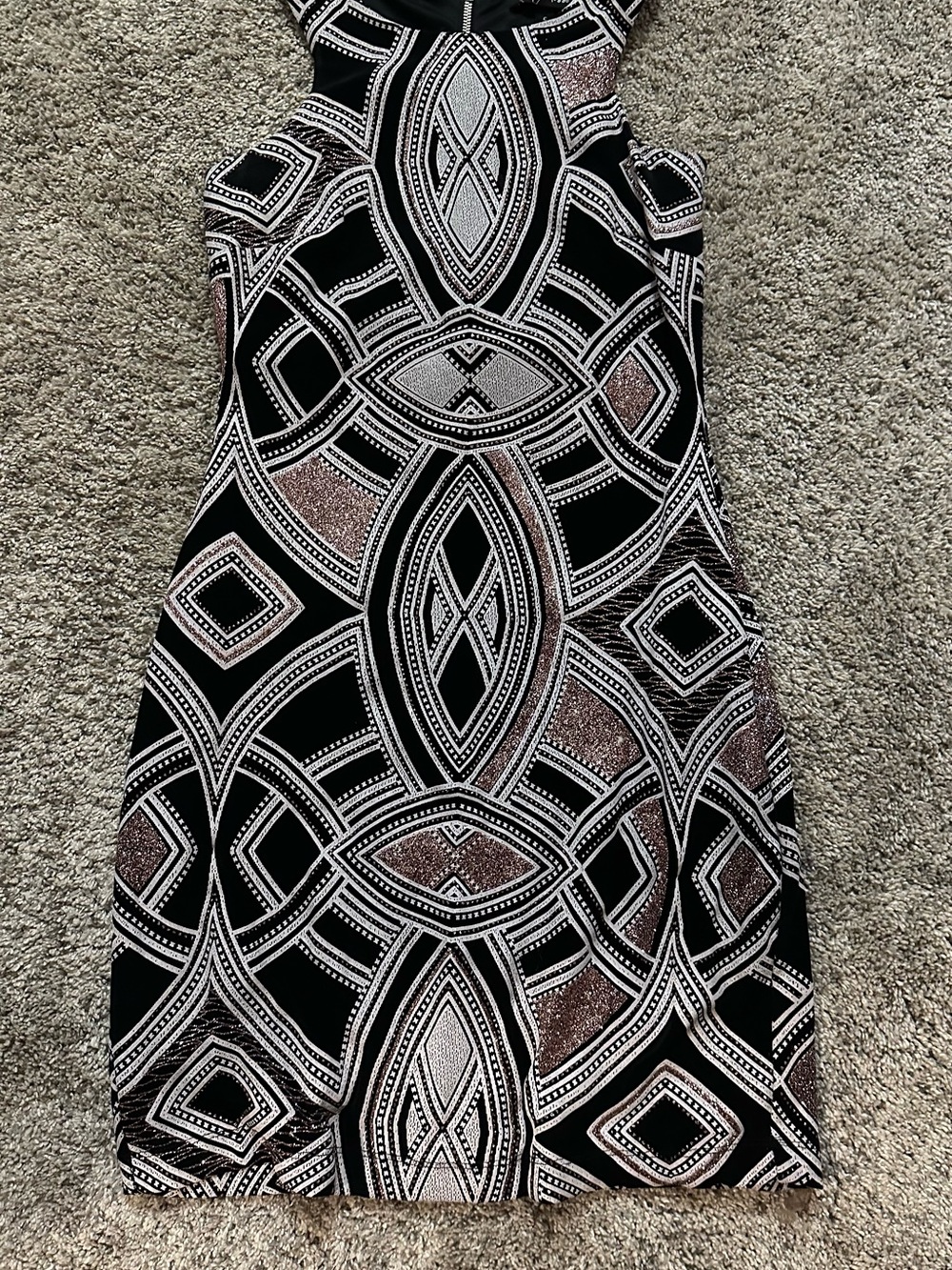 Speechless Black and Silver Geometric Midi Dress